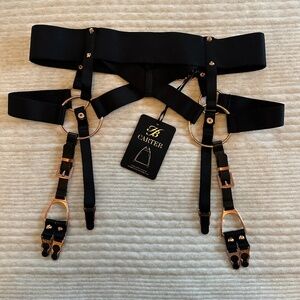 Honey Birdette CARTER Suspender Black w/ Rose Gold - M (NWT)